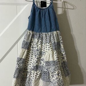 Blue & White Floral Patchwork Girls' Sundress